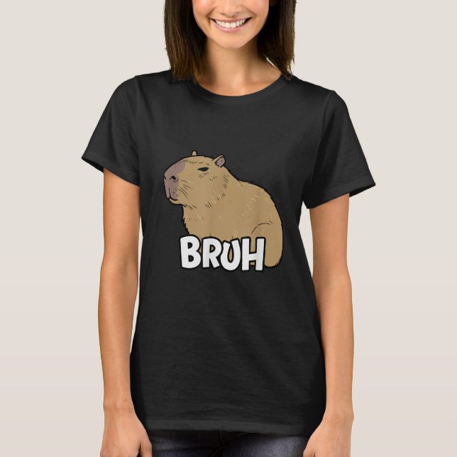 Camiseta Capybara Meme Dizendo Bruh Com Meninas Capybara (Frente)