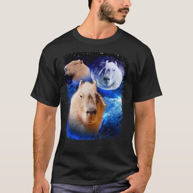 Camiseta Capybara Meme moon Funny Capybaras Vintage (Frente)