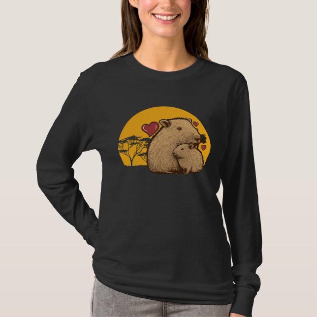 Camiseta Capybara Mom Love  Animal  Rodent Vintage (Frente)