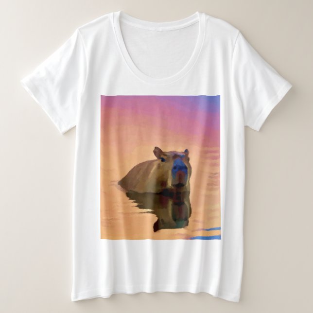 Camiseta Capybara Nadando no lago (Frente do Design)