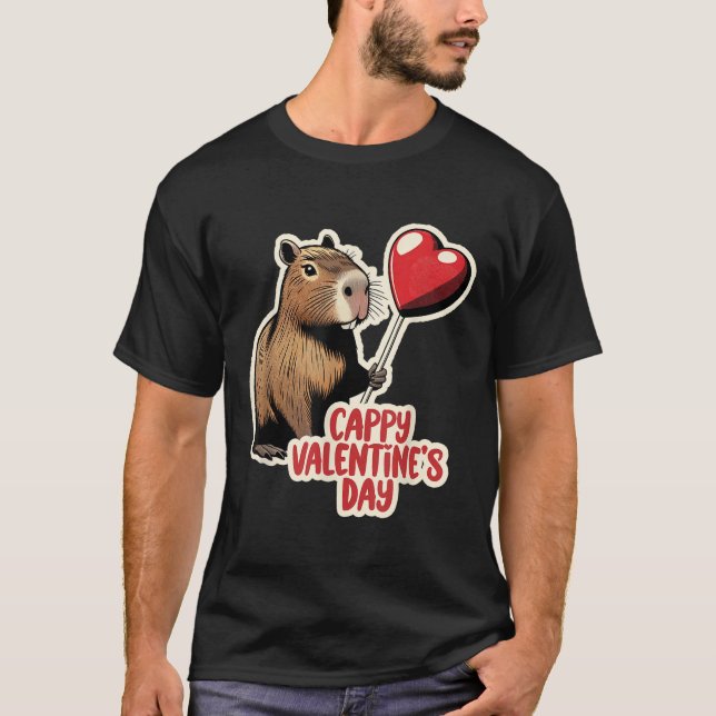 Camiseta Capybara Namorados, Cappy Dia de os namorados, Cap (Frente)