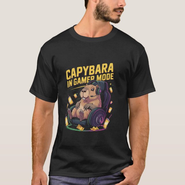 Camiseta Capybara No Modo Gamer Video Game Capybara Stuff (Frente)