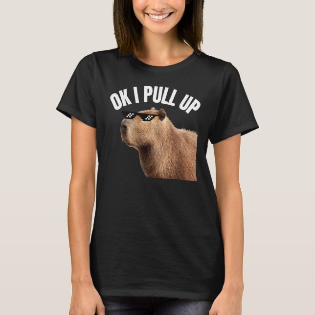 Camiseta Capybara OK Eu Puxe Rodent Animal Respeitar Piada (Frente)