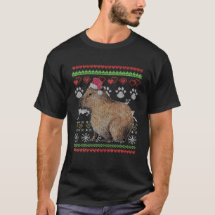 Camiseta Capybara Papais noeis-Claus Ugly Christmas Sweater