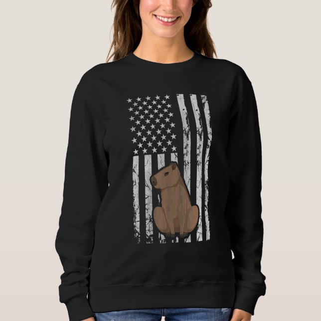 Camiseta Capybara Patriotic American Flag Vintage (Frente)