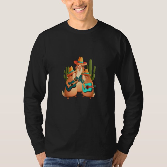 Camiseta Capybara Playing Musical Instruments Cute Capybara (Frente)