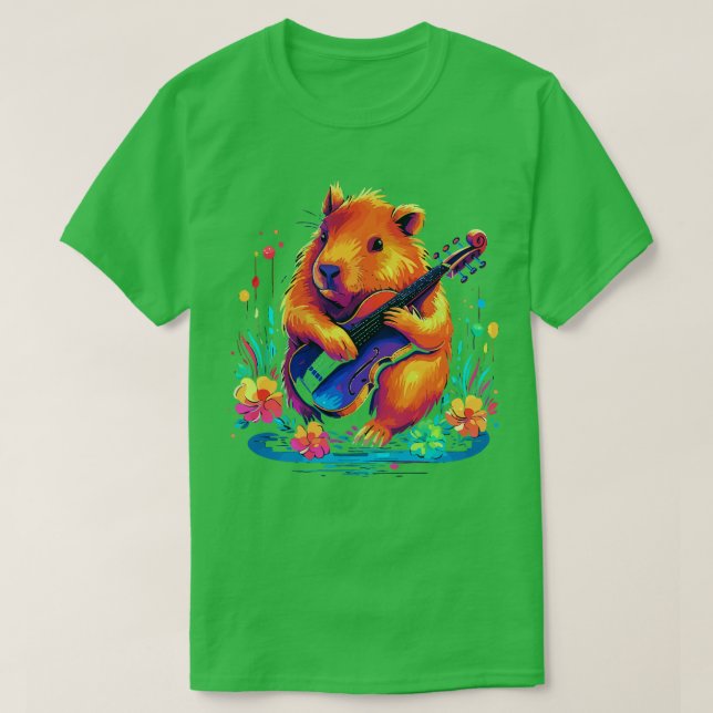 Camiseta Capybara Playing Violin (Frente do Design)