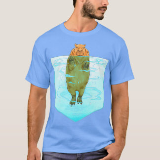 Camiseta Capybara Pocket Engraçado Num Bolso De Piscina