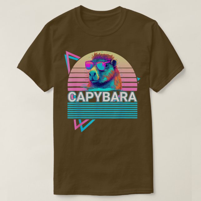 Camiseta Capybara Retro Vintage Vaporwave (Frente do Design)