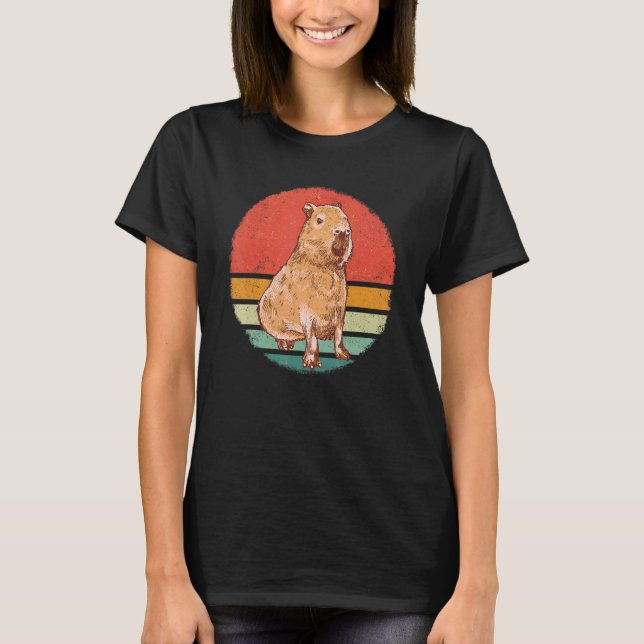 Camiseta Capybara Rodent Animal Retro Sunset (Frente)