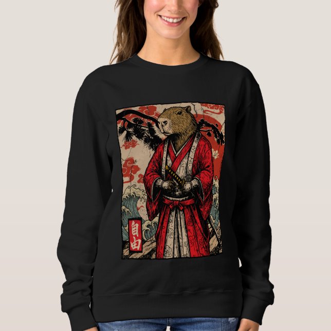 Camiseta Capybara Samurai Japanese Warrior Ukiyo-e Art Anim (Frente)
