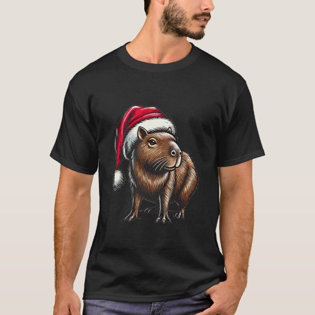 Camiseta Capybara Santa Hat Natal (Frente)