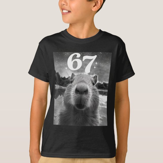 Camiseta Capybara Selfie With 67 Meme Capy Graphic For Men  (Frente)