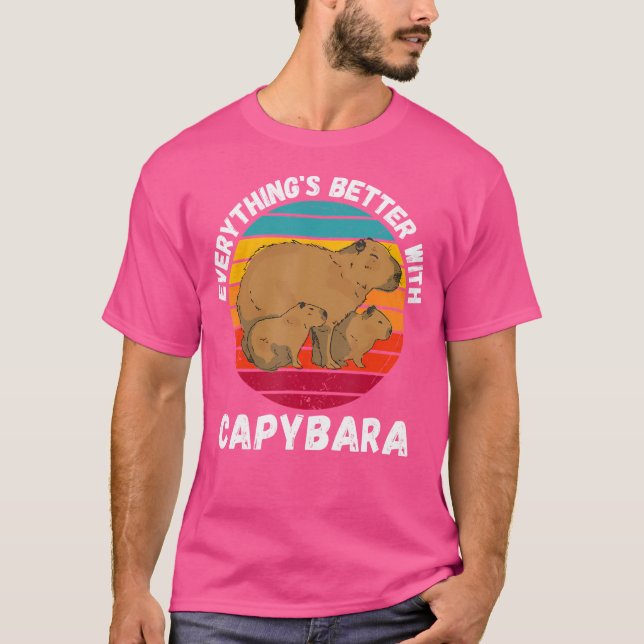 Camiseta Capybara Tudo Está Melhor Com Capybara (Frente)