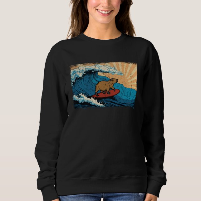 Camiseta Capybara Wave  Surfing Capibara Animal (Frente)