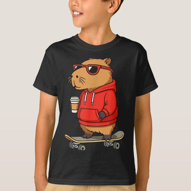 Camiseta Capybara With Sungles Skater Capy  (Frente)