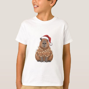 Camiseta Capybara Xmas Correspondendo a Papais noeis Engraç