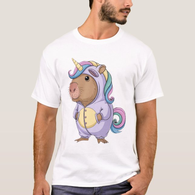 Camiseta Capycorn Capybara Unicorn Kawaii Rainbow Rodent (Frente)