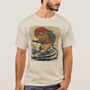 Camiseta Capyzilla Capybara Retro Vintage Japonês Kaiju