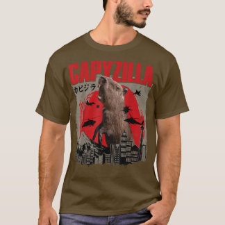 Camiseta Capyzilla Funny Cuide Capybara Art Sunset Japonês