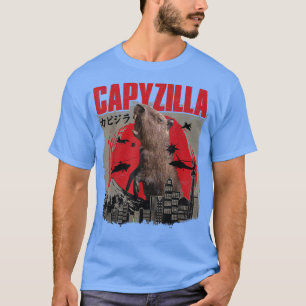 Camiseta Capyzilla Funny Cuide Capybara Art Sunset Japonês