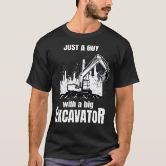 Camiseta Cara Com Um Grande Escavador Engraçado Trabalhador