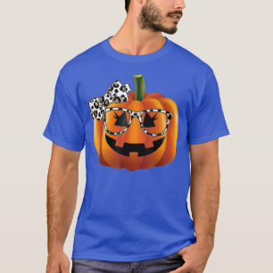 Camiseta Cara De Abóbora Bonita Com Óculos De Impressão De