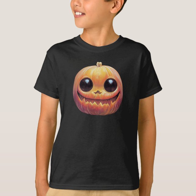 Camiseta Cara De Abóbora De Halloween Bonita (Frente)