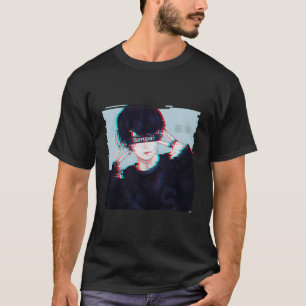 Camiseta Cara de anime Senpai estética Vaporwave Kpop Corea