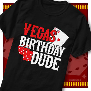 Camiseta Cara de Aniversário do Cassino de Vegas Cartas de