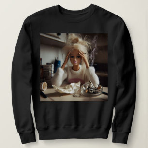 Camiseta Cara de Boneca Angustiada Engraçada Meme Fumando S