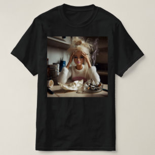 Camiseta Cara de Boneca Angustiada Engraçada Meme Fumando S