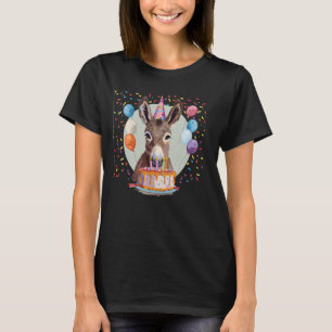 Camiseta Cara de burro com balões de aniversário e costum d