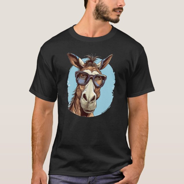 Camiseta Cara de Burro Mula Engraçada para Amantes de Caval (Frente)