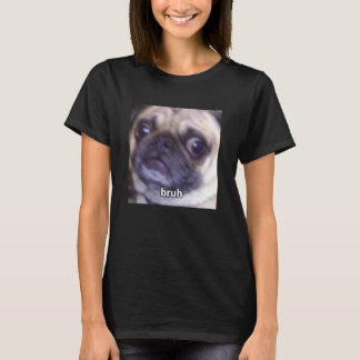 Camiseta Cara de cachorro pug engraçado e desfocado Meme