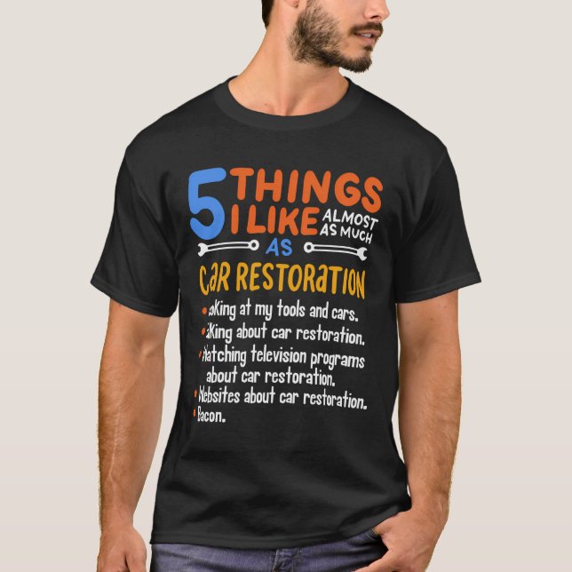 Camiseta Cara De Carro Engraçado Deu 5 Coisas Que Eu Gosto  (Frente)