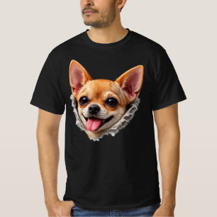 Camiseta Cara de Chihuahua Engraçada em Design 3D – Meme de