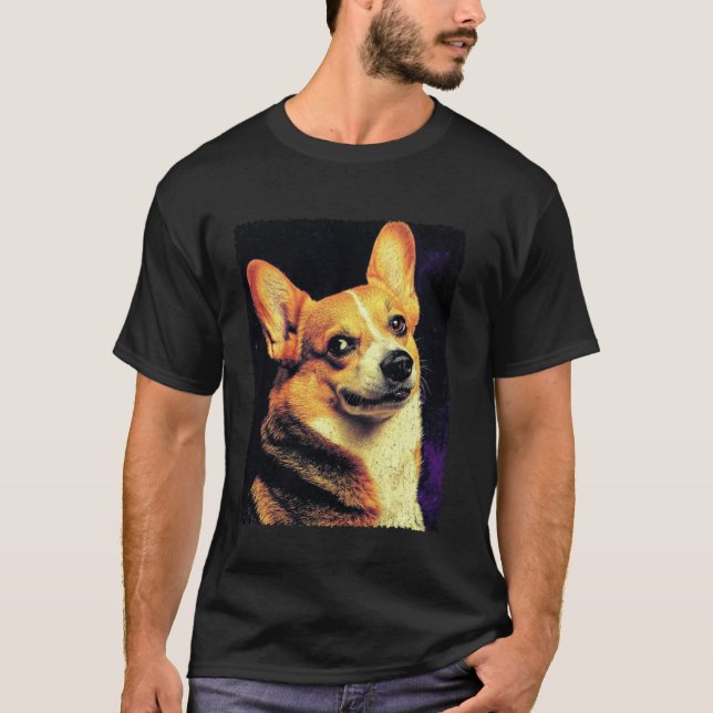Camiseta Cara de Corgi Engraçado Meme Cachorro (Frente)