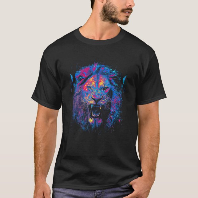 Camiseta Cara de gato grande cabeça leão (Frente)