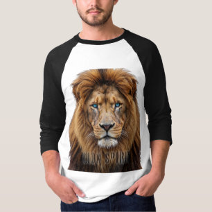 Camiseta Cara de Leão Majestoso com Olhos Azuis Anima Sel