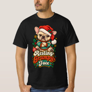 Camiseta Cara de Mau Humor em Repouso French Bulldog Natal