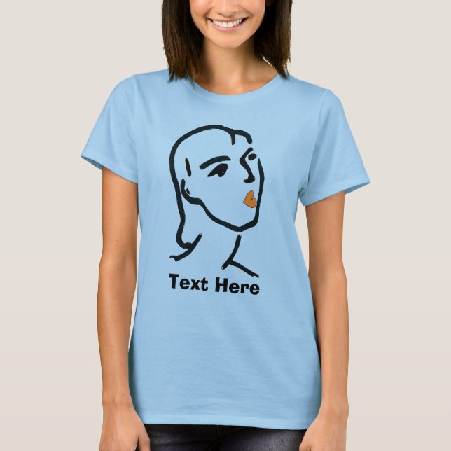 Camiseta Cara de mulher,Adicionar texto (Frente)