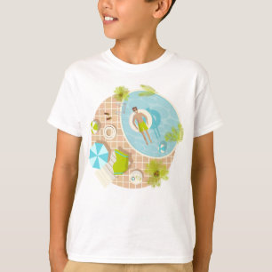 Camiseta Cara de natação na praia tropical de verão