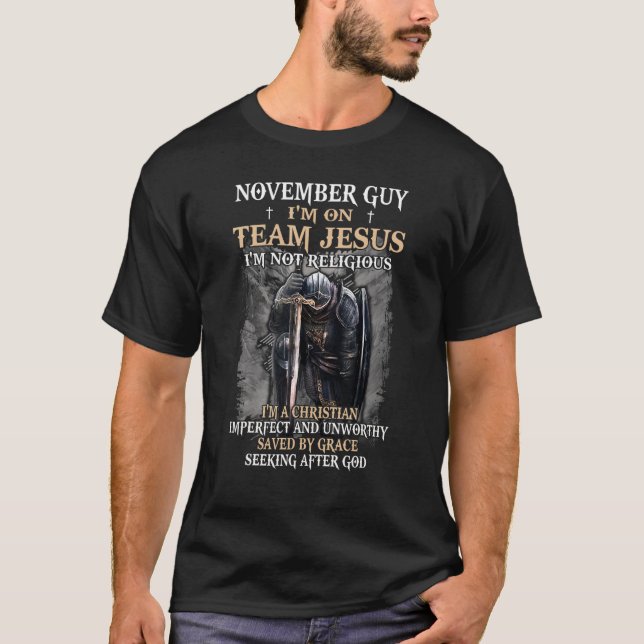 Camiseta Cara de novembro Equipe Jesus Cruz Religiosa Chris (Frente)