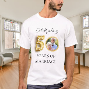 Camiseta cara de ouro do 50º aniversário de casamento