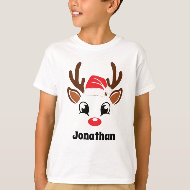 Camiseta Cara de Rena de Natal Fofa (Frente)