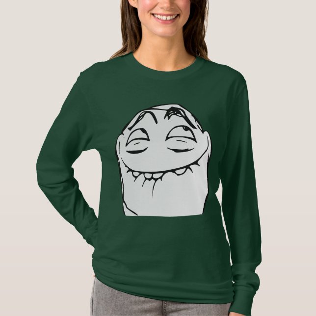 Camiseta Cara de riso Meme cómico da raiva de PFFTCH (Frente)