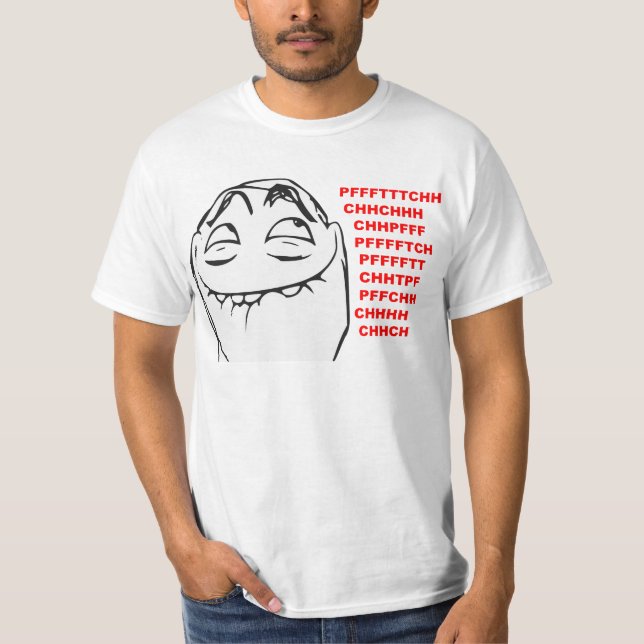 Camiseta Cara de riso Meme cómico da raiva de PFFTCH (Frente)