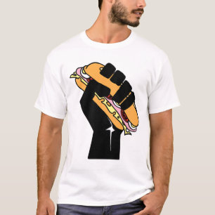 Camiseta Cara de Sanduíche Hoagie Punho Negro Resiste Fasci