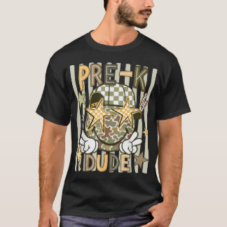 Camiseta Cara de Sorriso Pré-K Garoto Primeiro Dia de Aula 